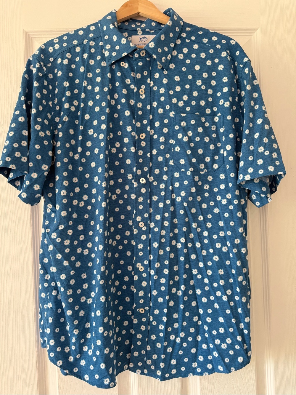 Southern Tide Blue Short-Sleeve Floral Button-Down Shirt